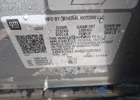 2023 GMC Acadia Fwd Sle from USA, damaged, VIN 1GKKNKL44PZ200362